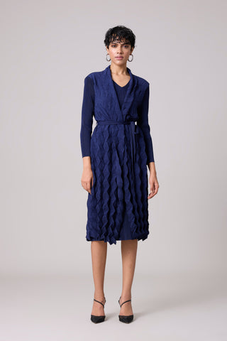 Paula Textured Overlay Dress - Navy