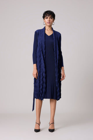 Paula Textured Overlay Dress - Navy