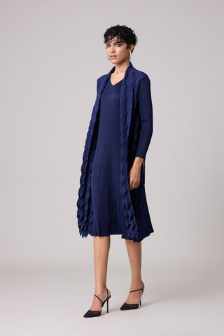 Paula Textured Overlay Dress - Navy