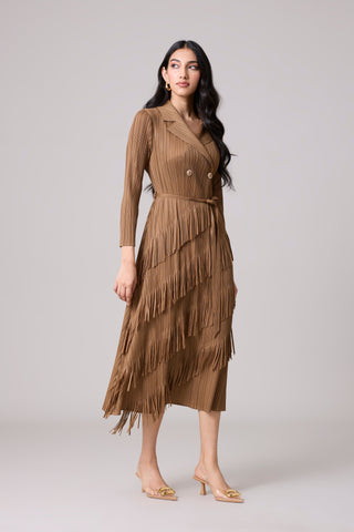 Camren Fringe Dress - Taupe