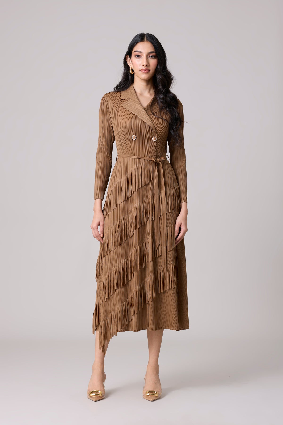 Camren Fringe Dress - Taupe