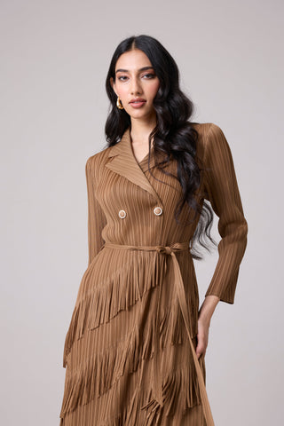 Camren Fringe Dress - Taupe