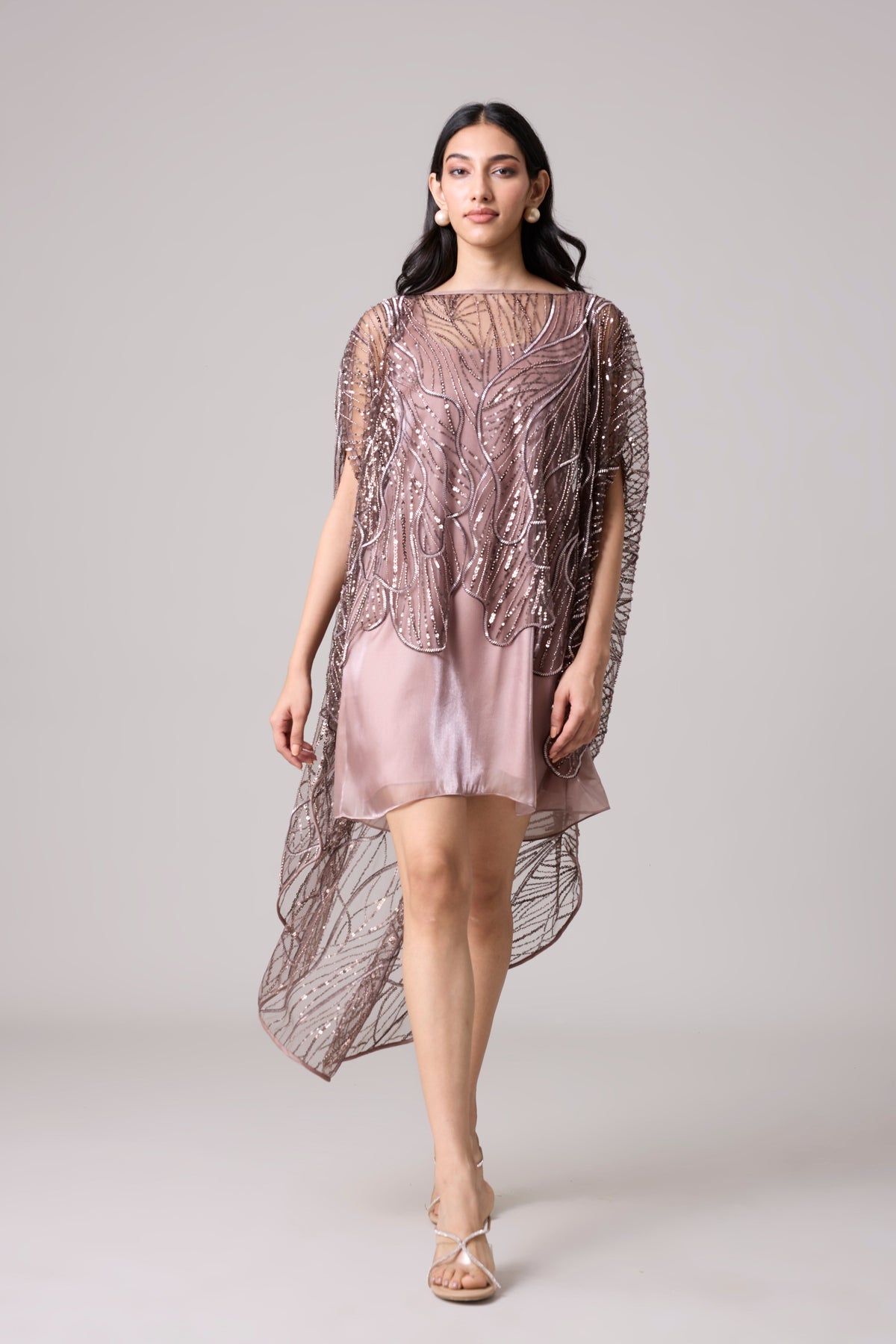 Leah Embroidered Cape Mini Dress