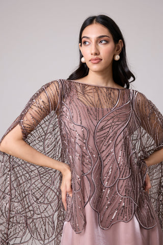 Leah Embroidered Cape Mini Dress