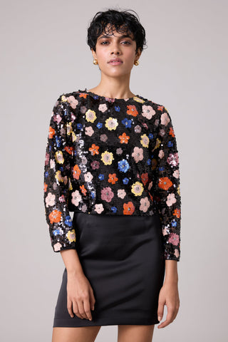 Paige Sequence Flower Top/Jacket - Full Sleeve