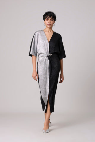 Cecil Midi Textured Metallic Dress