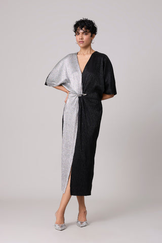 Cecil Midi Textured Metallic Dress