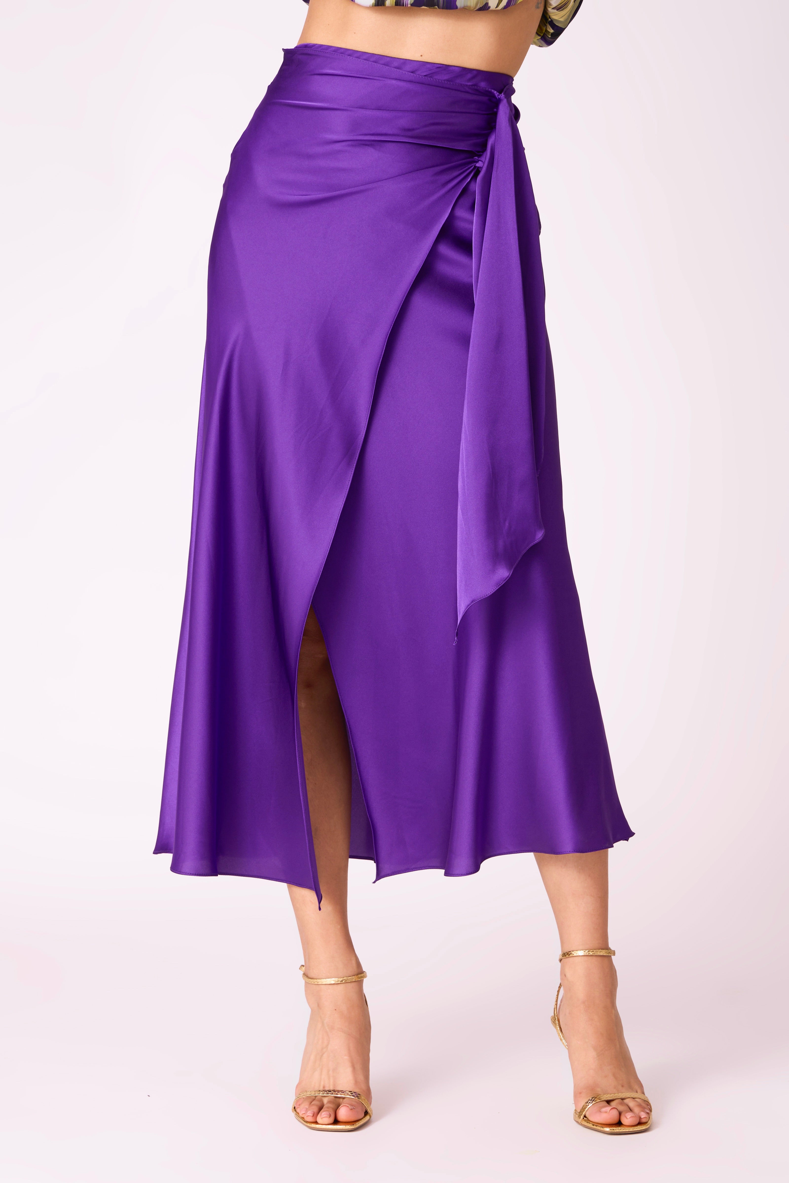 Carissa Satin Skirt - Jewel Purple