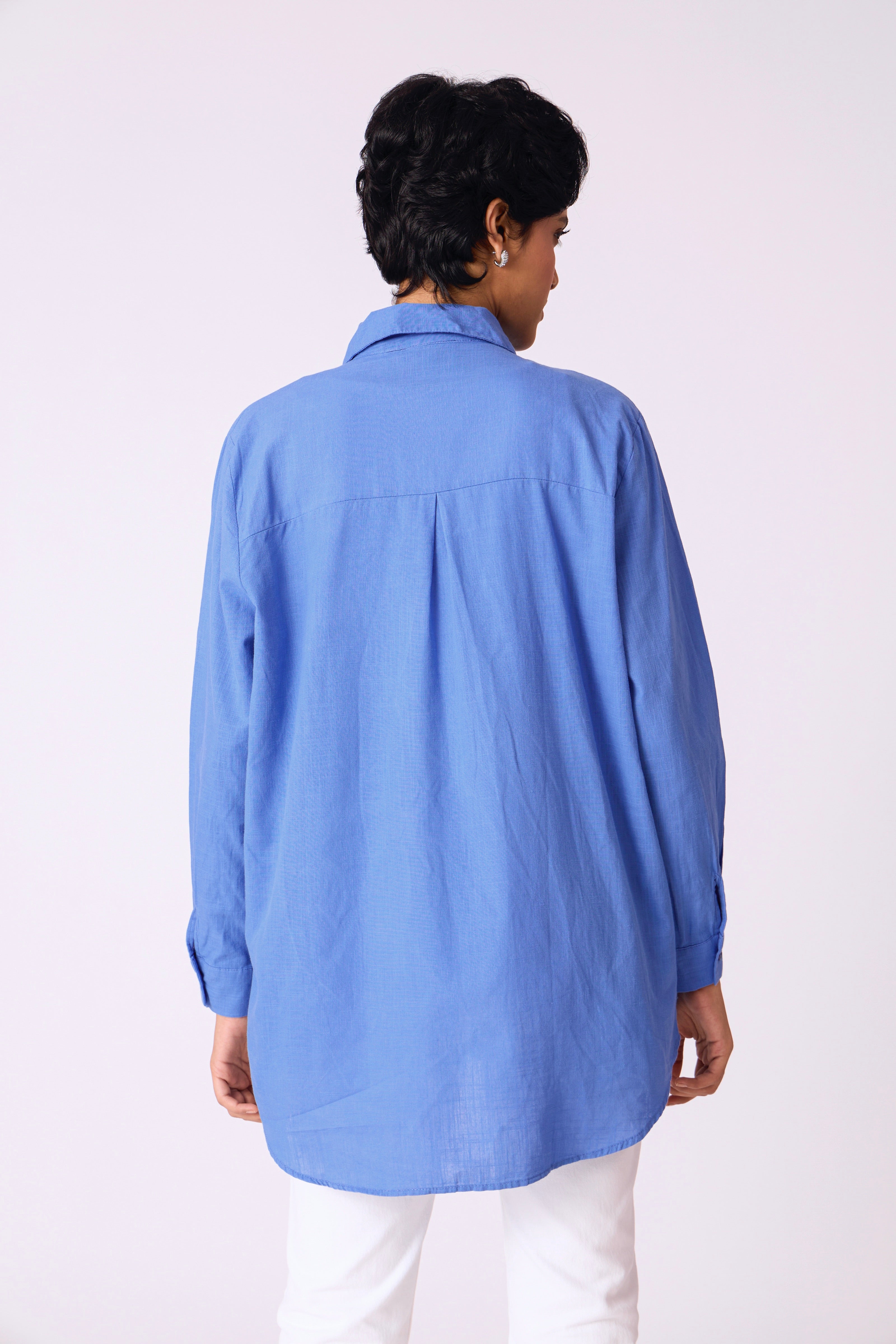 Tahira Embroidered Shirt - Blue
