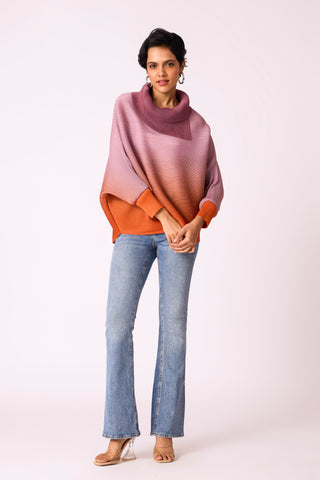 Sloane Batwing Top - Mauve Orange Ombre