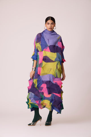 Mona Abstract Print Dress - Multicolour