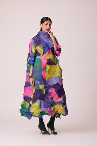 Mona Abstract Print Dress - Multicolour