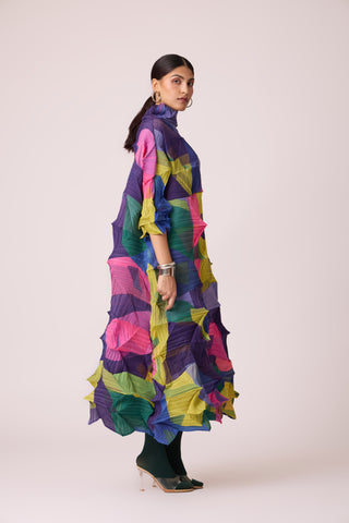 Mona Abstract Print Dress - Multicolour