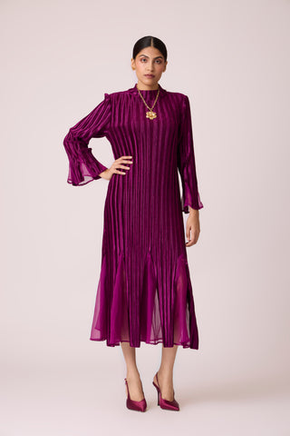 Briana Velvet Dress - Wine Purple
