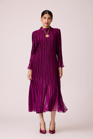 Briana Velvet Dress - Wine Purple