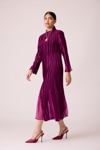 Briana Velvet Dress - Wine Purple