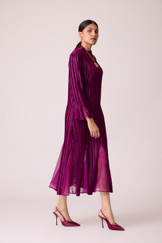 Briana Velvet Dress - Wine Purple