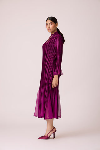 Briana Velvet Dress - Wine Purple