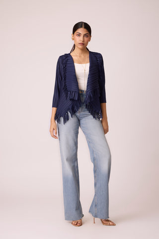 Lara Fringe Overlay - Navy