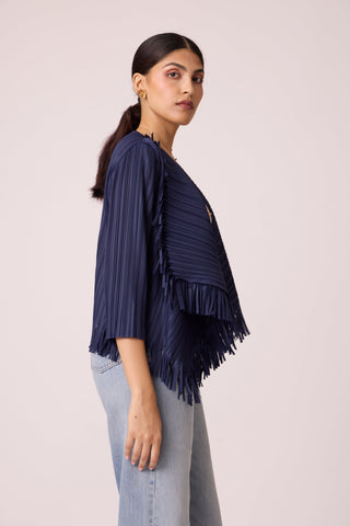 Lara Fringe Overlay - Navy