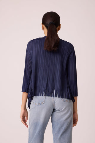Lara Fringe Overlay - Navy