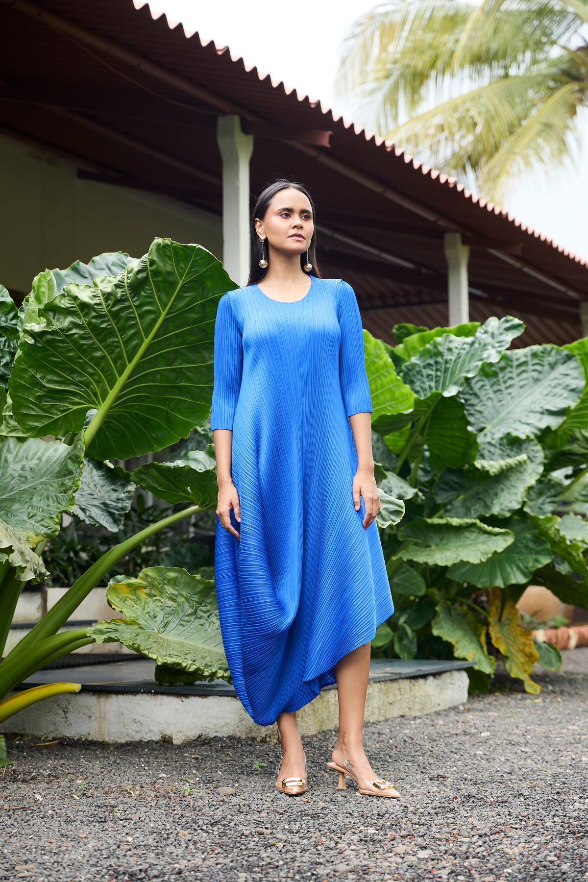 Laila Drape Dress - Azure Blue – Scarlet Sage Global