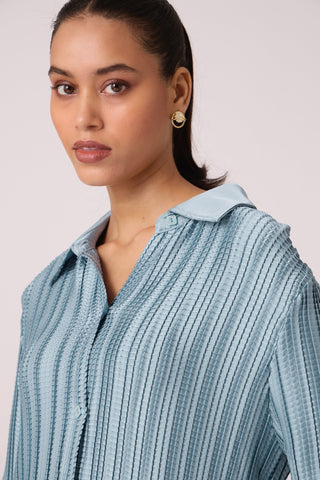 Gaby Satin Shirt - Light Blue