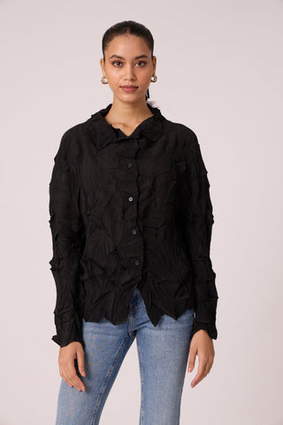 Paige Sheer Pleat Shirt - Black