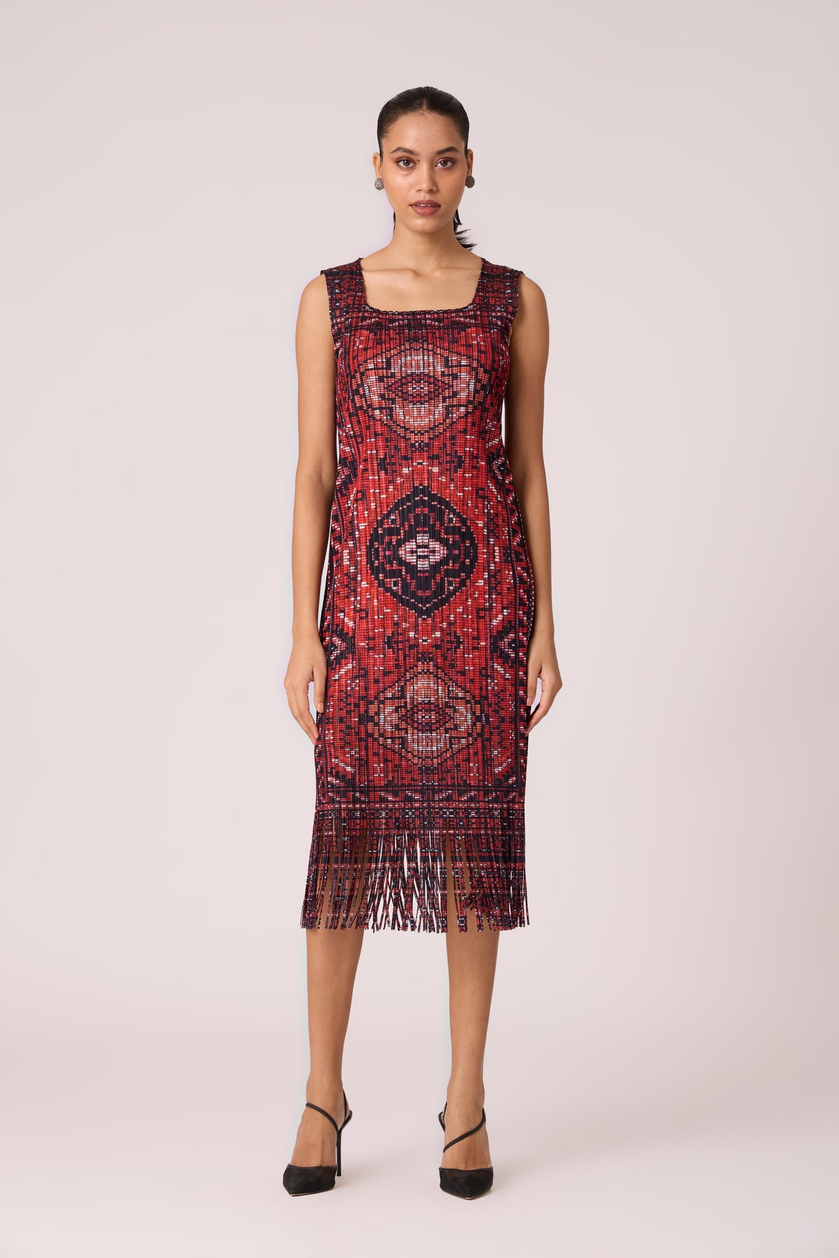 Sasha Print Dress - Orange & Black