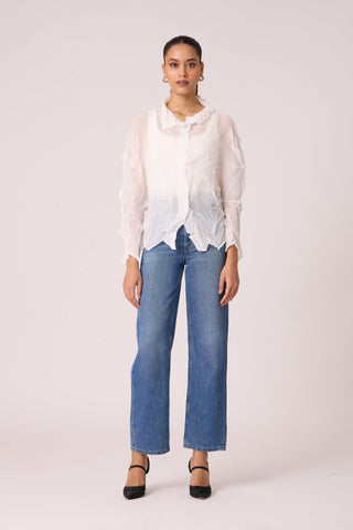 Paige Sheer Pleat Shirt - White