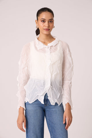 Paige Sheer Pleat Shirt - White