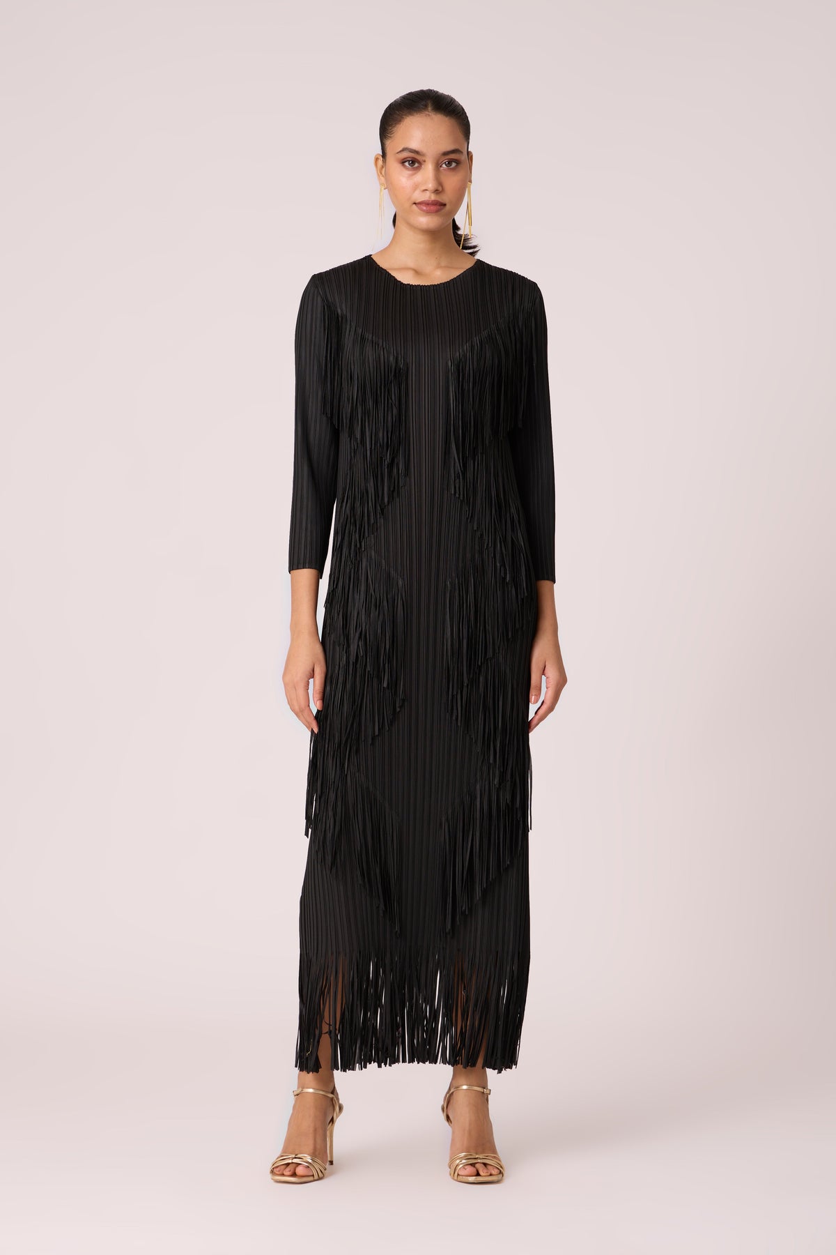 Chloe Fringed Dress - Black