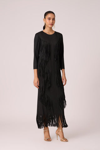 Chloe Fringed Dress - Black