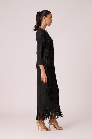 Chloe Fringed Dress - Black