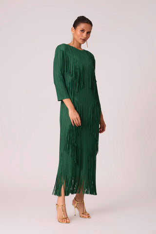 Chloe Fringed Dress - Dark Green