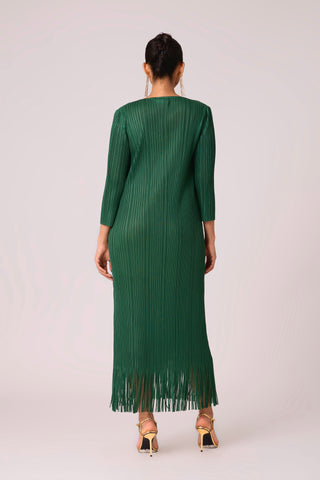 Chloe Fringed Dress - Dark Green