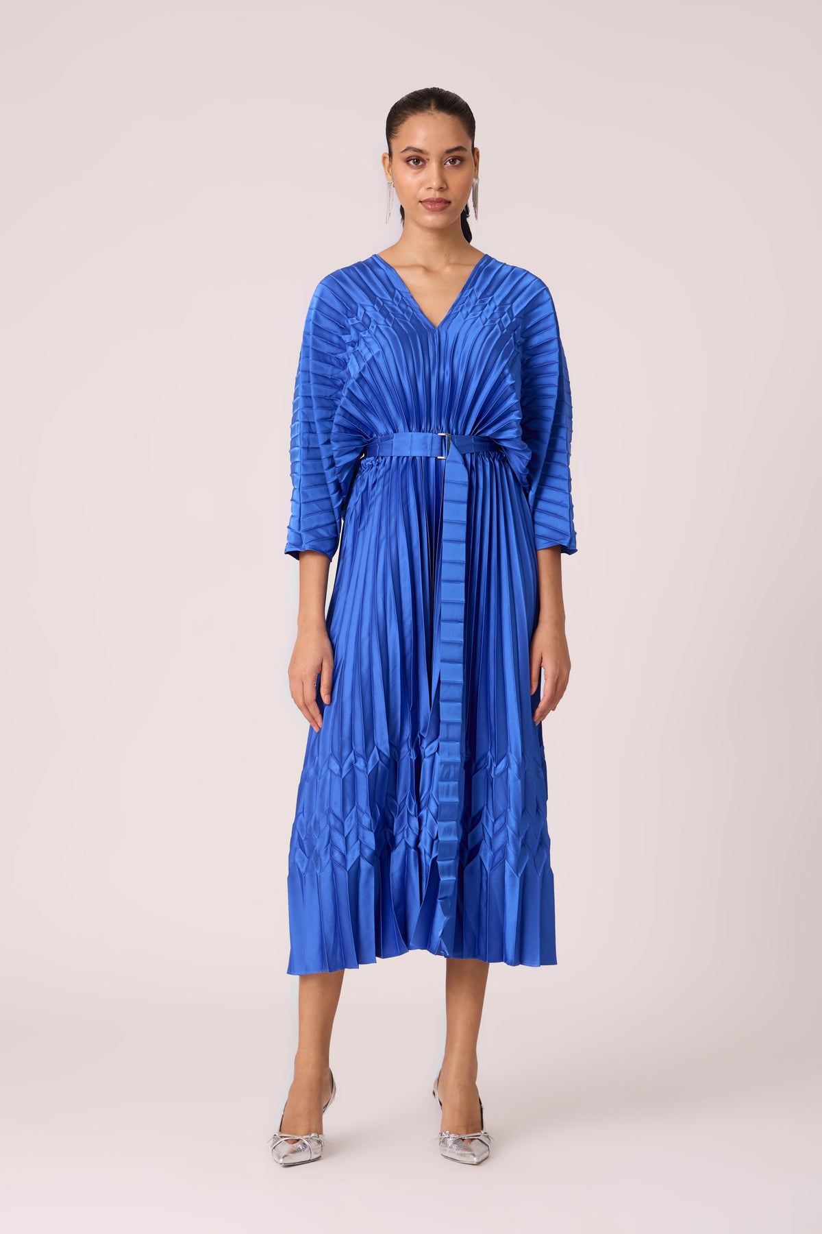 Adeline Maxi Satin Dress - Azure Blue