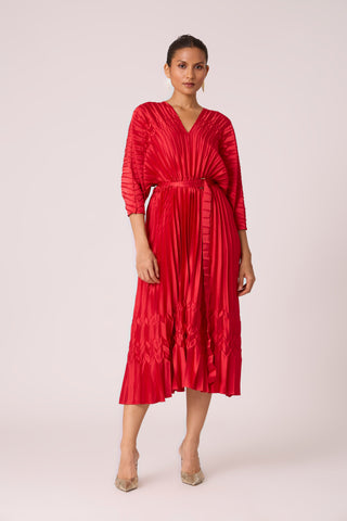 Adeline Maxi Satin Dress - Red