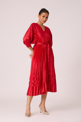 Adeline Maxi Satin Dress - Red