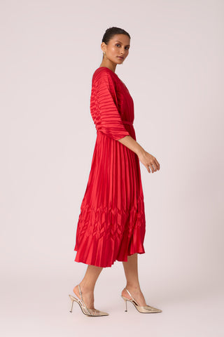 Adeline Maxi Satin Dress - Red