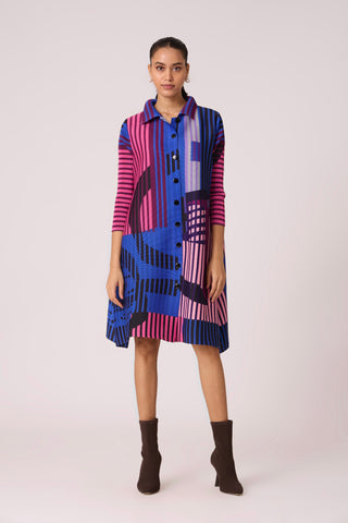 Rory Abstract Print Dress - Blue