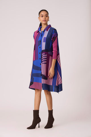 Rory Abstract Print Dress - Blue