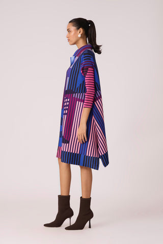 Rory Abstract Print Dress - Blue