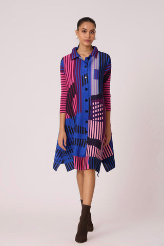 Rory Abstract Print Dress - Blue