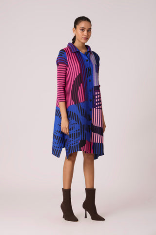 Rory Abstract Print Dress - Blue