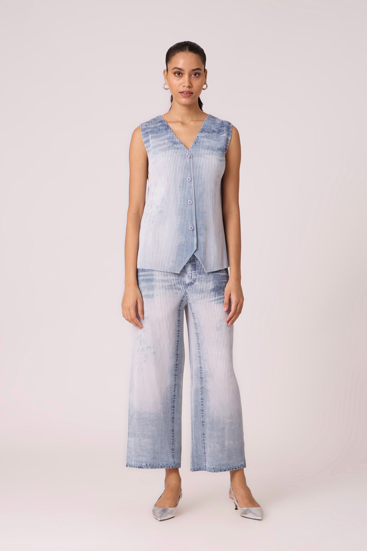 Aimee Vest Set - Denim Wash