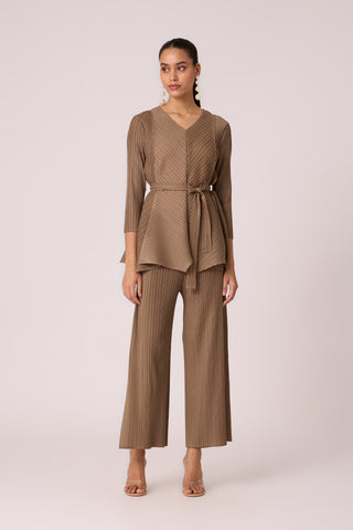 Zola V Neck Co-ord Set - Dark Taupe