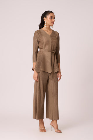 Zola V Neck Co-ord Set - Dark Taupe