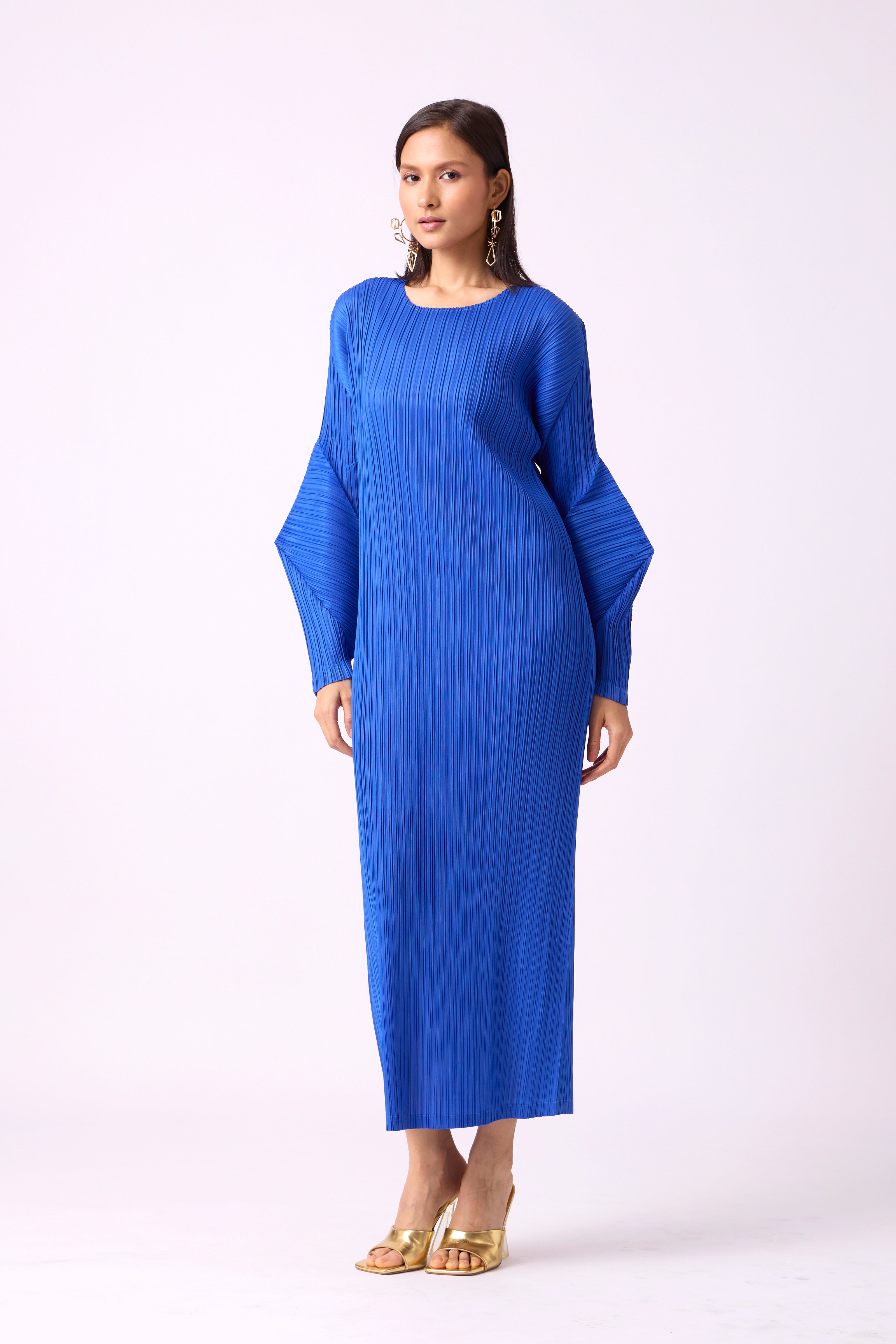 Kim Structured Sleeve Midi Dress - French Blue