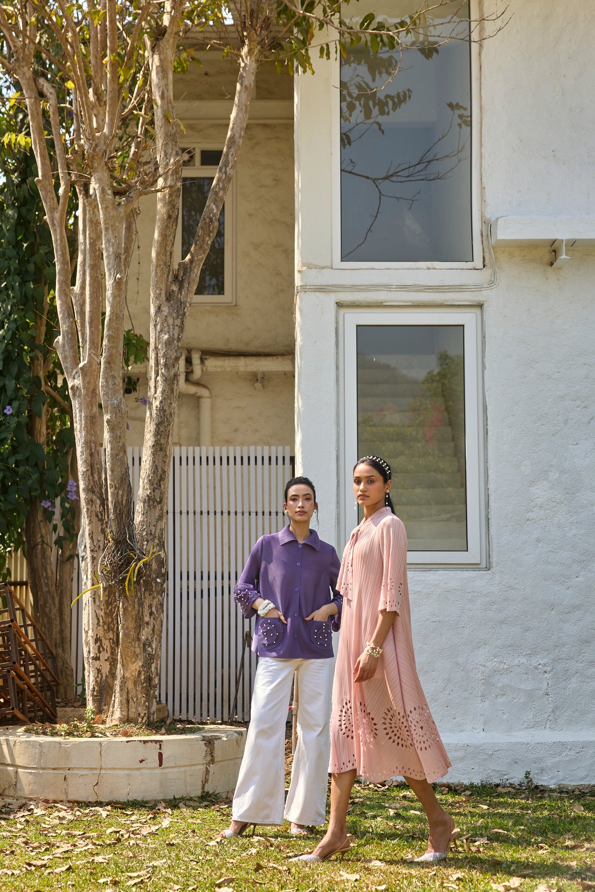 Leontine Cutwork Dress - Pale Pink